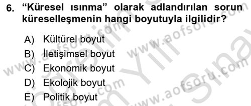 Din Sosyolojisi Dersi 2024 - 2025 Yılı (Final) Dönem Sonu Sınav Soruları 6. Soru