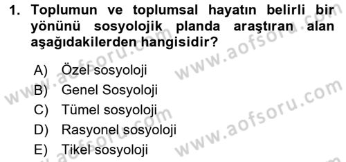 Din Sosyolojisi Dersi 2024 - 2025 Yılı Yaz Okulu Sınav Soruları 1. Soru