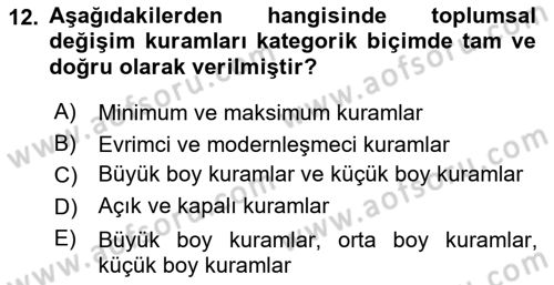 Din Sosyolojisi Dersi 2024 - 2025 Yılı Yaz Okulu Sınav Soruları 12. Soru