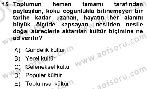 Din Sosyolojisi Dersi 2024 - 2025 Yılı Yaz Okulu Sınav Soruları 15. Soru