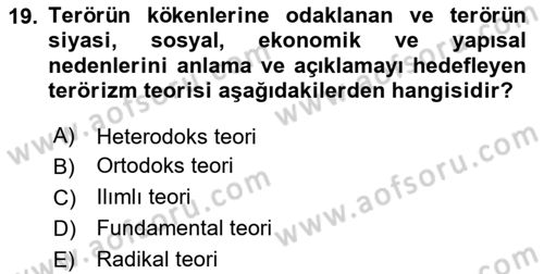 Din Sosyolojisi Dersi 2024 - 2025 Yılı Yaz Okulu Sınav Soruları 19. Soru
