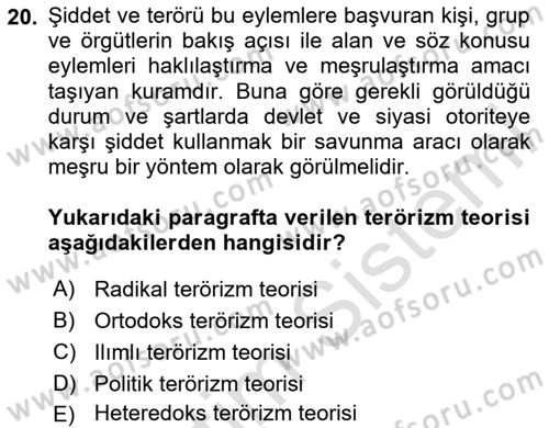 Din Sosyolojisi Dersi 2024 - 2025 Yılı Yaz Okulu Sınav Soruları 20. Soru