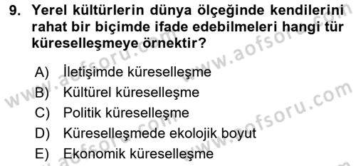 Din Sosyolojisi Dersi 2024 - 2025 Yılı Yaz Okulu Sınav Soruları 9. Soru