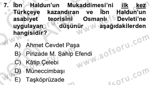 Din Sosyolojisi Dersi 2025 - 2026 Yılı (Vize) Ara Sınav Soruları 7. Soru