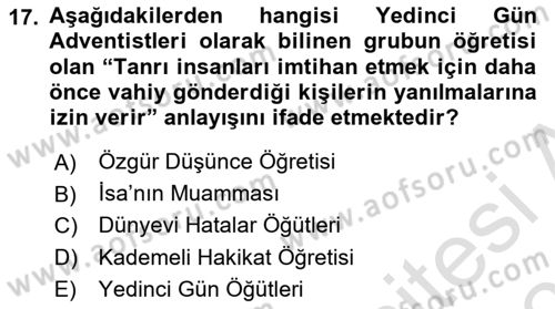 Din Sosyolojisi Dersi 2025 - 2026 Yılı (Final) Dönem Sonu Sınav Soruları 17. Soru