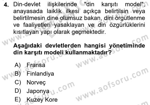 Din Sosyolojisi Dersi 2025 - 2026 Yılı (Final) Dönem Sonu Sınav Soruları 4. Soru