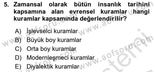Din Sosyolojisi Dersi 2025 - 2026 Yılı (Final) Dönem Sonu Sınav Soruları 5. Soru