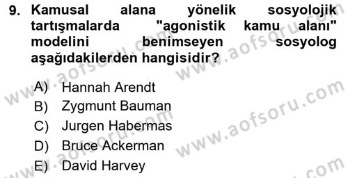 Din Sosyolojisi Dersi 2025 - 2026 Yılı (Final) Dönem Sonu Sınav Soruları 9. Soru