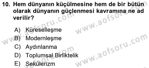Din Sosyolojisi Dersi 2025 - 2026 Yılı Yaz Okulu Sınav Soruları 10. Soru