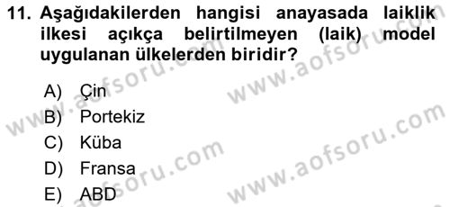 Din Sosyolojisi Dersi 2025 - 2026 Yılı Yaz Okulu Sınav Soruları 11. Soru