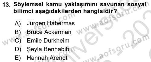 Din Sosyolojisi Dersi 2025 - 2026 Yılı Yaz Okulu Sınav Soruları 13. Soru