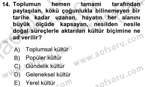 Din Sosyolojisi Dersi 2025 - 2026 Yılı Yaz Okulu Sınav Soruları 14. Soru