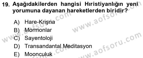 Din Sosyolojisi Dersi 2025 - 2026 Yılı Yaz Okulu Sınav Soruları 19. Soru