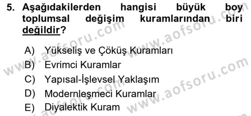 Din Sosyolojisi Dersi 2025 - 2026 Yılı Yaz Okulu Sınav Soruları 5. Soru