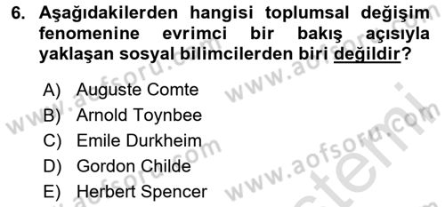 Din Sosyolojisi Dersi 2025 - 2026 Yılı Yaz Okulu Sınav Soruları 6. Soru