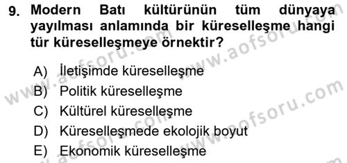Din Sosyolojisi Dersi 2025 - 2026 Yılı Yaz Okulu Sınav Soruları 9. Soru