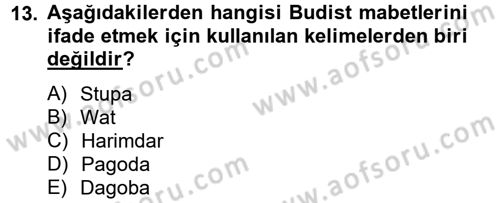 Yaşayan Dünya Dinleri Dersi 2012 - 2013 Yılı (Vize) Ara Sınav Soruları 13. Soru