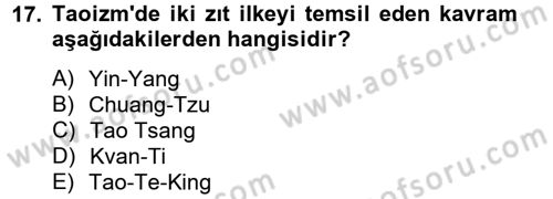 Yaşayan Dünya Dinleri Dersi 2012 - 2013 Yılı (Vize) Ara Sınav Soruları 17. Soru