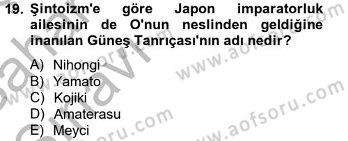 Yaşayan Dünya Dinleri Dersi 2012 - 2013 Yılı (Vize) Ara Sınav Soruları 19. Soru