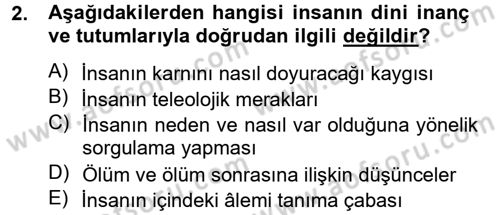 Yaşayan Dünya Dinleri Dersi 2012 - 2013 Yılı (Vize) Ara Sınav Soruları 2. Soru