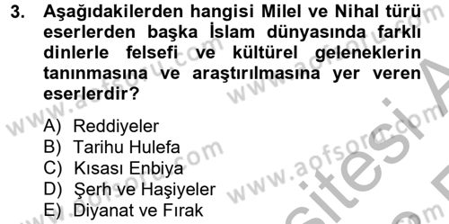 Yaşayan Dünya Dinleri Dersi 2012 - 2013 Yılı (Vize) Ara Sınav Soruları 3. Soru