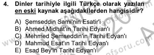 Yaşayan Dünya Dinleri Dersi 2012 - 2013 Yılı (Vize) Ara Sınav Soruları 4. Soru
