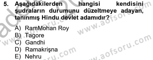 Yaşayan Dünya Dinleri Dersi 2012 - 2013 Yılı (Vize) Ara Sınav Soruları 5. Soru