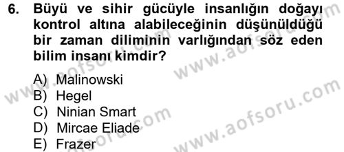 Yaşayan Dünya Dinleri Dersi 2012 - 2013 Yılı (Vize) Ara Sınav Soruları 6. Soru