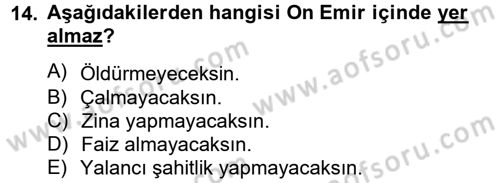 Yaşayan Dünya Dinleri Dersi 2012 - 2013 Yılı (Final) Dönem Sonu Sınav Soruları 14. Soru
