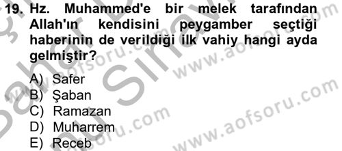 Yaşayan Dünya Dinleri Dersi 2012 - 2013 Yılı (Final) Dönem Sonu Sınav Soruları 19. Soru