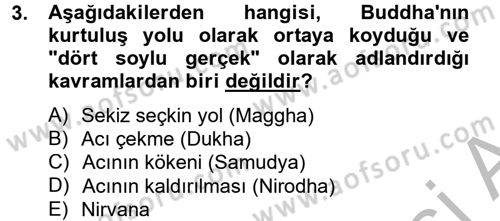 Yaşayan Dünya Dinleri Dersi 2012 - 2013 Yılı (Final) Dönem Sonu Sınav Soruları 3. Soru