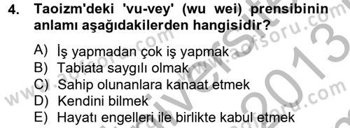 Yaşayan Dünya Dinleri Dersi 2012 - 2013 Yılı (Final) Dönem Sonu Sınav Soruları 4. Soru