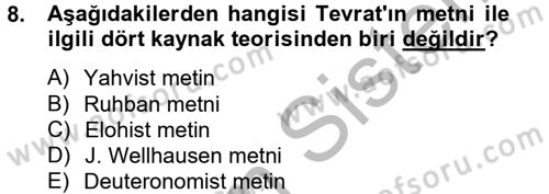 Yaşayan Dünya Dinleri Dersi 2012 - 2013 Yılı (Final) Dönem Sonu Sınav Soruları 8. Soru
