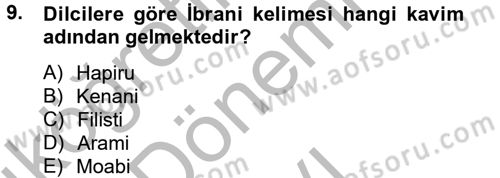 Yaşayan Dünya Dinleri Dersi 2012 - 2013 Yılı (Final) Dönem Sonu Sınav Soruları 9. Soru