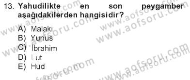 Yaşayan Dünya Dinleri Dersi 2012 - 2013 Yılı Tek Ders Sınav Soruları 13. Soru