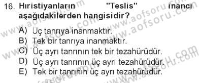 Yaşayan Dünya Dinleri Dersi 2012 - 2013 Yılı Tek Ders Sınav Soruları 16. Soru
