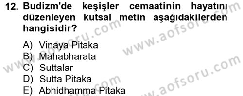 Yaşayan Dünya Dinleri Dersi 2013 - 2014 Yılı (Vize) Ara Sınav Soruları 12. Soru