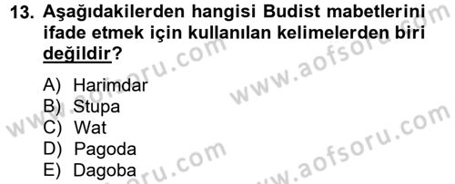 Yaşayan Dünya Dinleri Dersi 2013 - 2014 Yılı (Vize) Ara Sınav Soruları 13. Soru