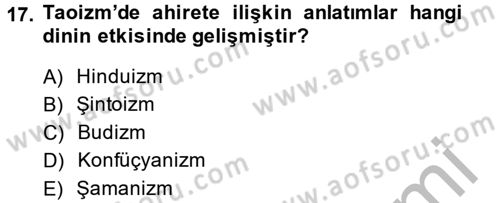Yaşayan Dünya Dinleri Dersi 2013 - 2014 Yılı (Vize) Ara Sınav Soruları 17. Soru