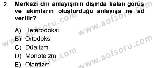 Yaşayan Dünya Dinleri Dersi 2013 - 2014 Yılı (Vize) Ara Sınav Soruları 2. Soru