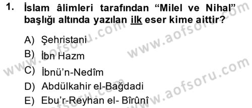 Yaşayan Dünya Dinleri Dersi 2013 - 2014 Yılı (Final) Dönem Sonu Sınav Soruları 1. Soru