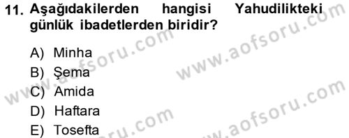 Yaşayan Dünya Dinleri Dersi 2013 - 2014 Yılı (Final) Dönem Sonu Sınav Soruları 11. Soru