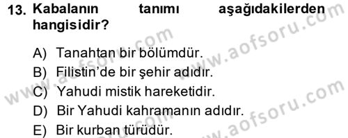 Yaşayan Dünya Dinleri Dersi 2013 - 2014 Yılı (Final) Dönem Sonu Sınav Soruları 13. Soru