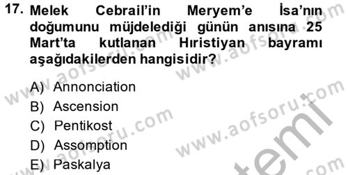 Yaşayan Dünya Dinleri Dersi 2013 - 2014 Yılı (Final) Dönem Sonu Sınav Soruları 17. Soru