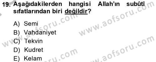 Yaşayan Dünya Dinleri Dersi 2013 - 2014 Yılı (Final) Dönem Sonu Sınav Soruları 19. Soru