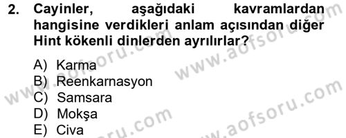 Yaşayan Dünya Dinleri Dersi 2013 - 2014 Yılı (Final) Dönem Sonu Sınav Soruları 2. Soru