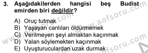 Yaşayan Dünya Dinleri Dersi 2013 - 2014 Yılı (Final) Dönem Sonu Sınav Soruları 3. Soru