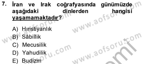 Yaşayan Dünya Dinleri Dersi 2013 - 2014 Yılı (Final) Dönem Sonu Sınav Soruları 7. Soru