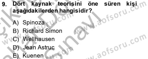 Yaşayan Dünya Dinleri Dersi 2013 - 2014 Yılı (Final) Dönem Sonu Sınav Soruları 9. Soru