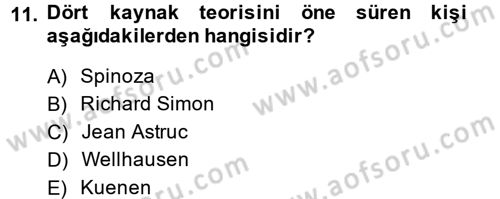 Yaşayan Dünya Dinleri Dersi 2013 - 2014 Yılı Tek Ders Sınav Soruları 11. Soru